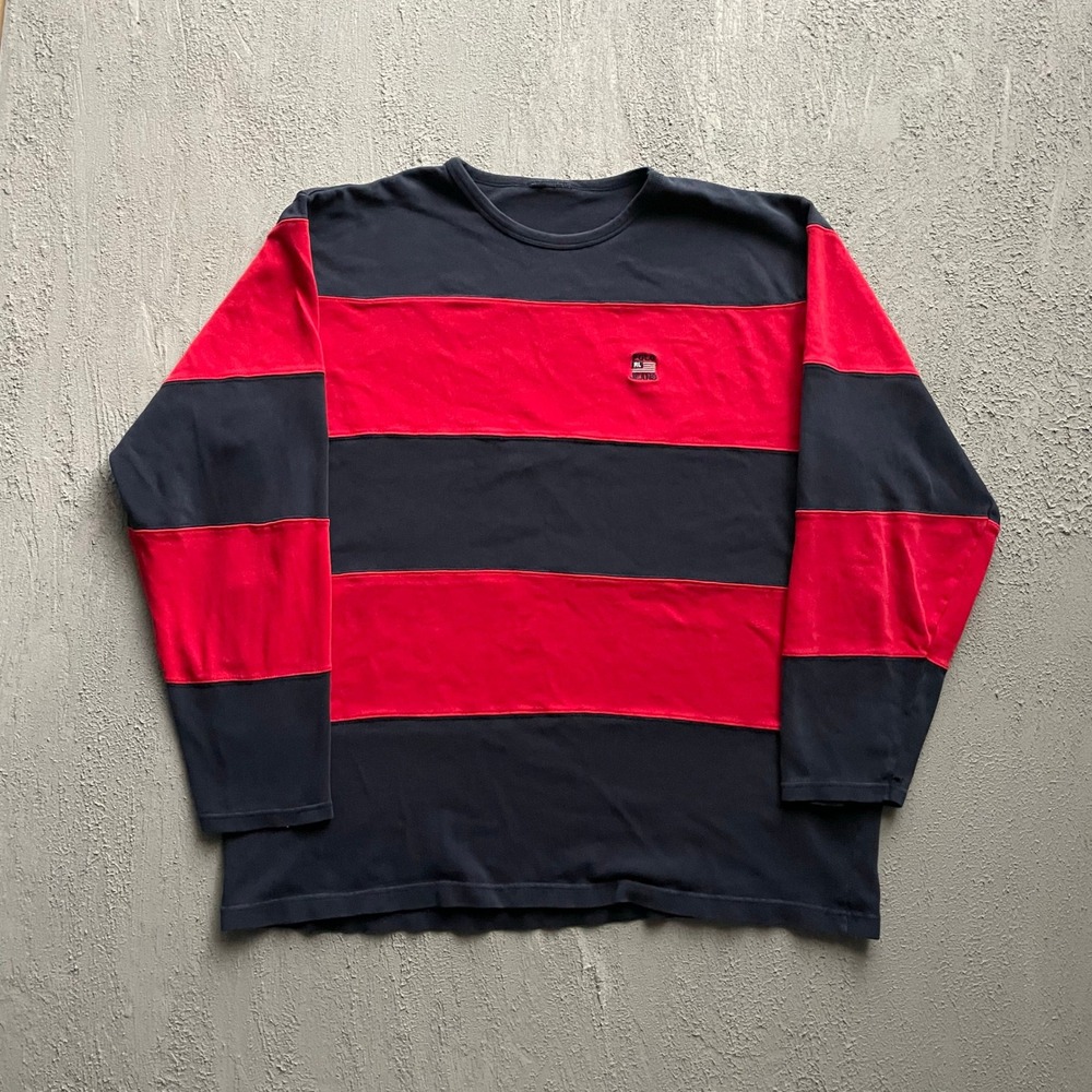 Vintage Polo Jeans Co Striped Long Sleeve T Shirt Mens XL  Red 90s